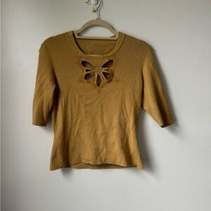 Vintage Tan Sweater with Butterfly Cutout